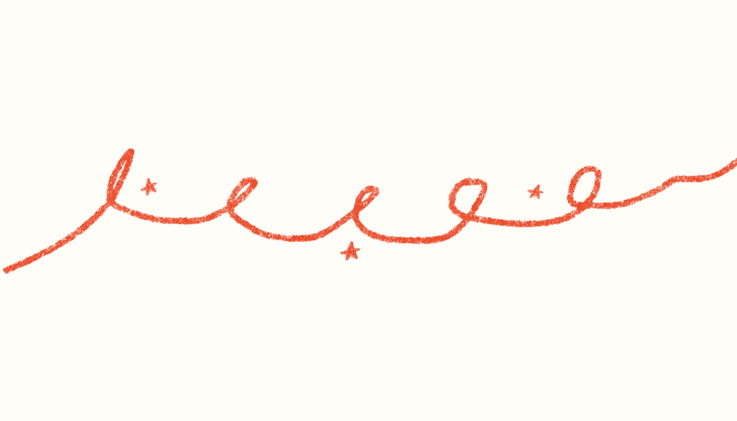 Decorative red line with small stars on a white background